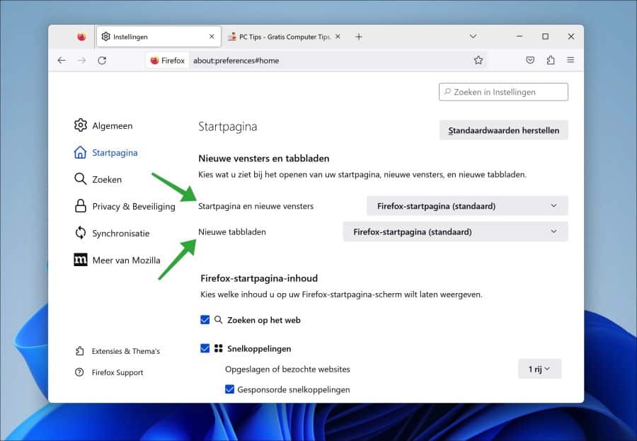 Eliminar la página de inicio de Yahoo en Firefox