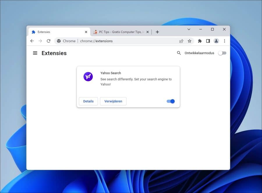 Remover extensão do navegador Yahoo
