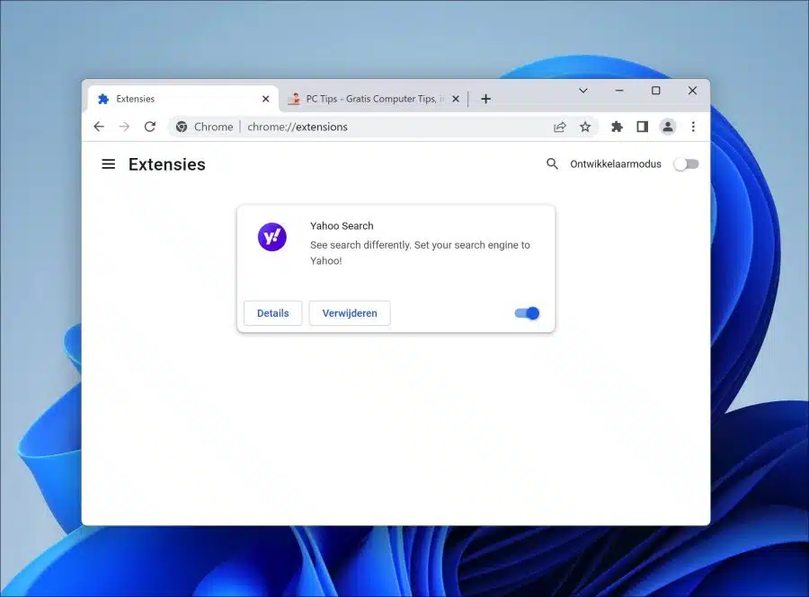 Yahoo browser extensie verwijderen