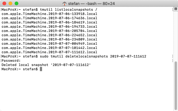Entfernen Sie lokale Backups von Time Machine Mac