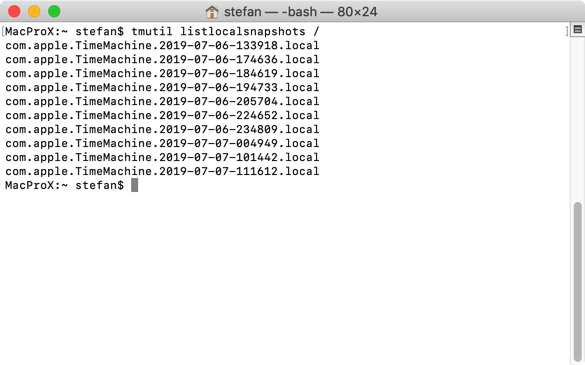 lokale snapshots time machine mac