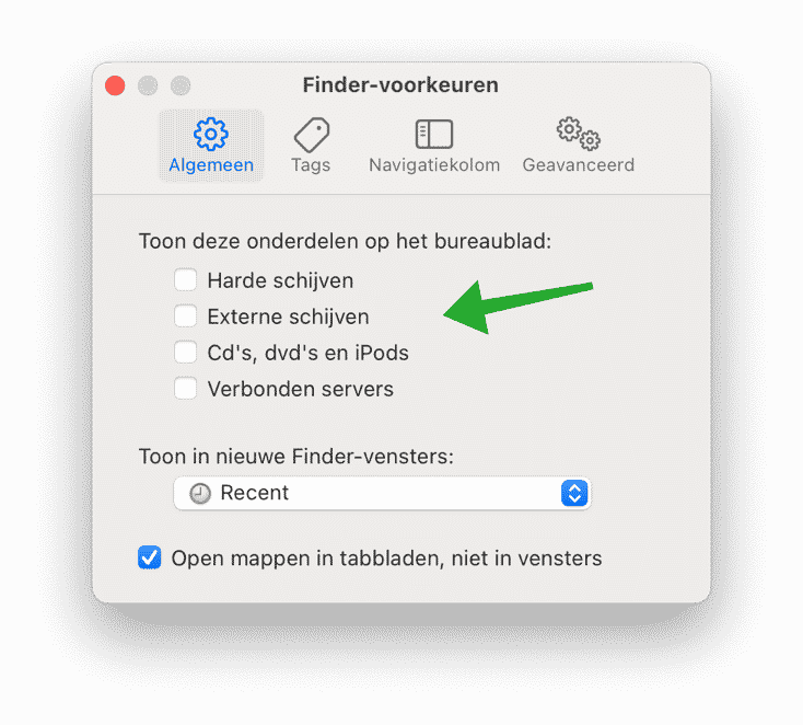 Show these items on the desktop on a Mac