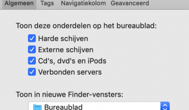 finder voorkeuren mac