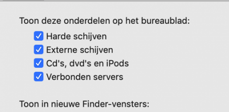 finder voorkeuren mac