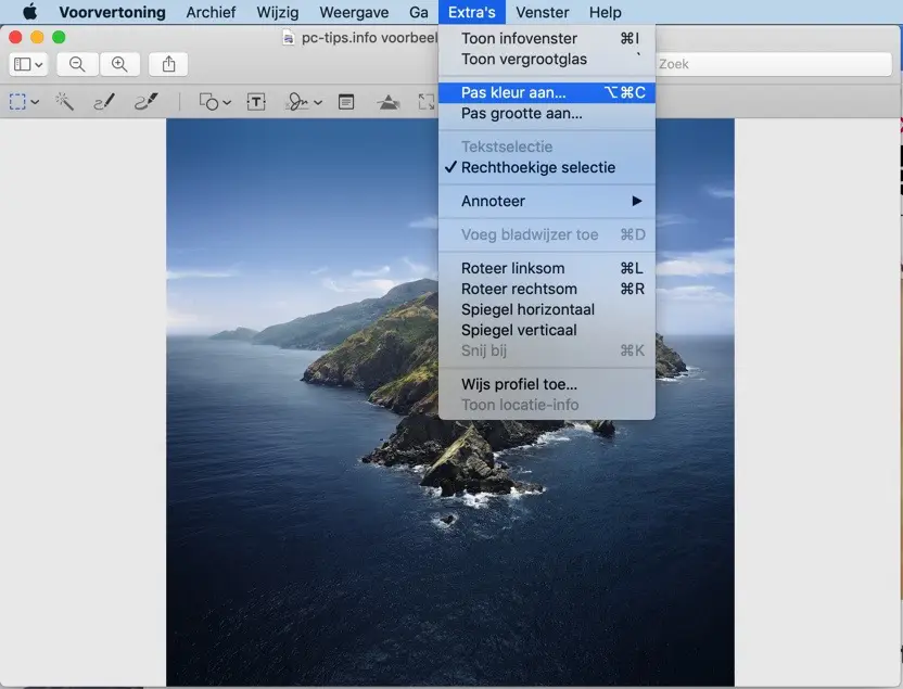 voorvertoning mac - afbeelding kleur aanpassen optimaliseren