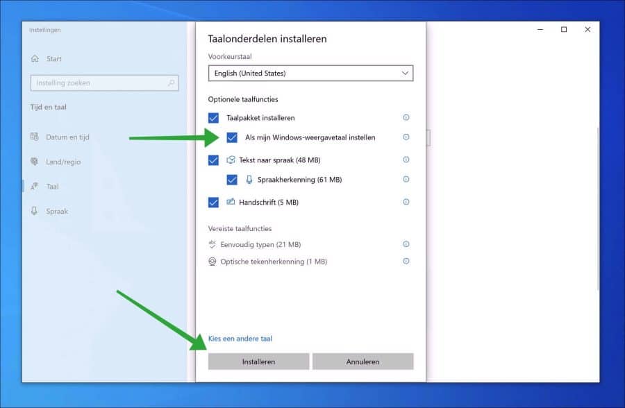 Establecer como mi idioma de visualización de Windows