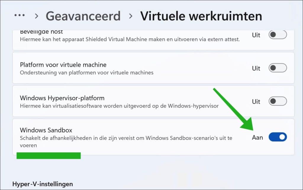 Windows Sandbox inschakelen in Windows 11