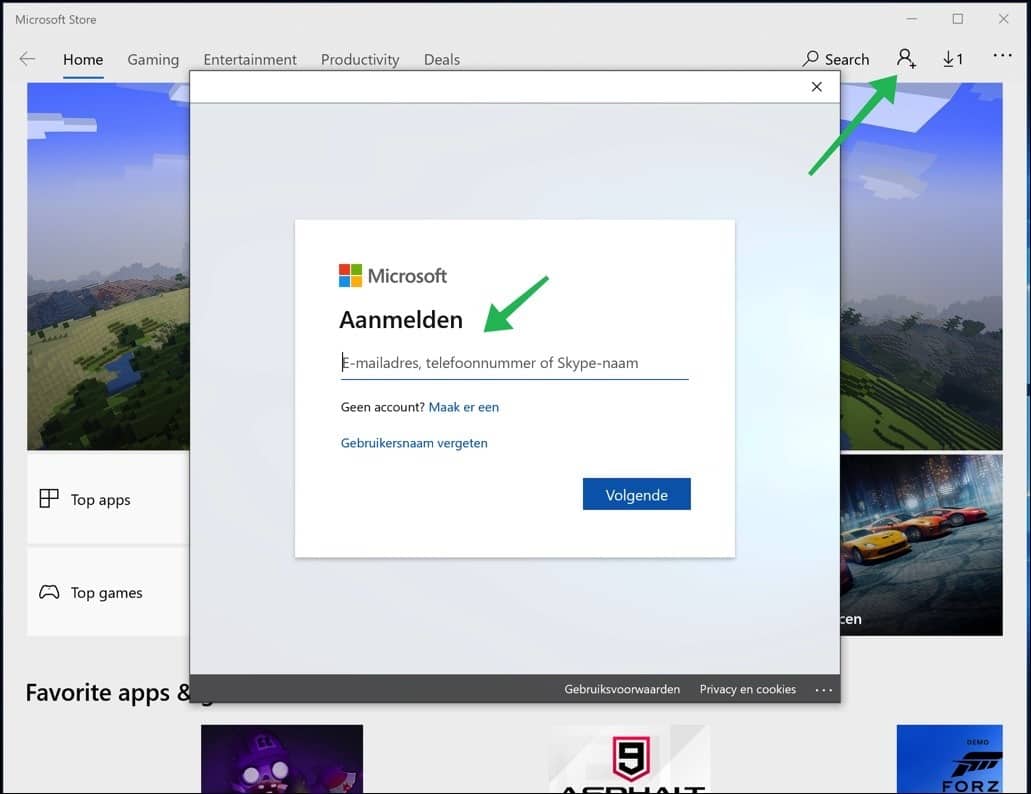 aanmelden microsoft store