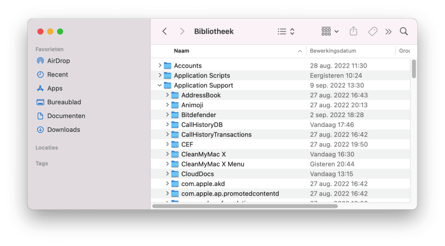 Application support mappen op een Mac