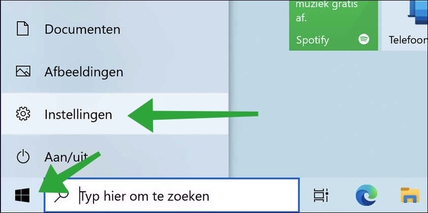 Instellingen openen in Windows 10