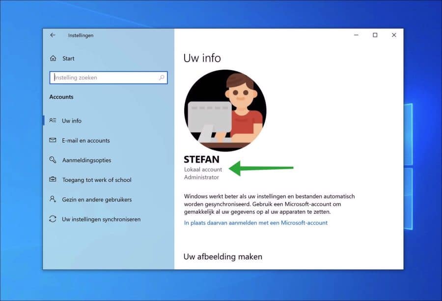 Lokaal account aangemaakt in Windows 10