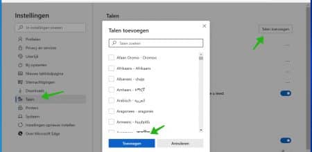 talen toevoegen microsoft edge