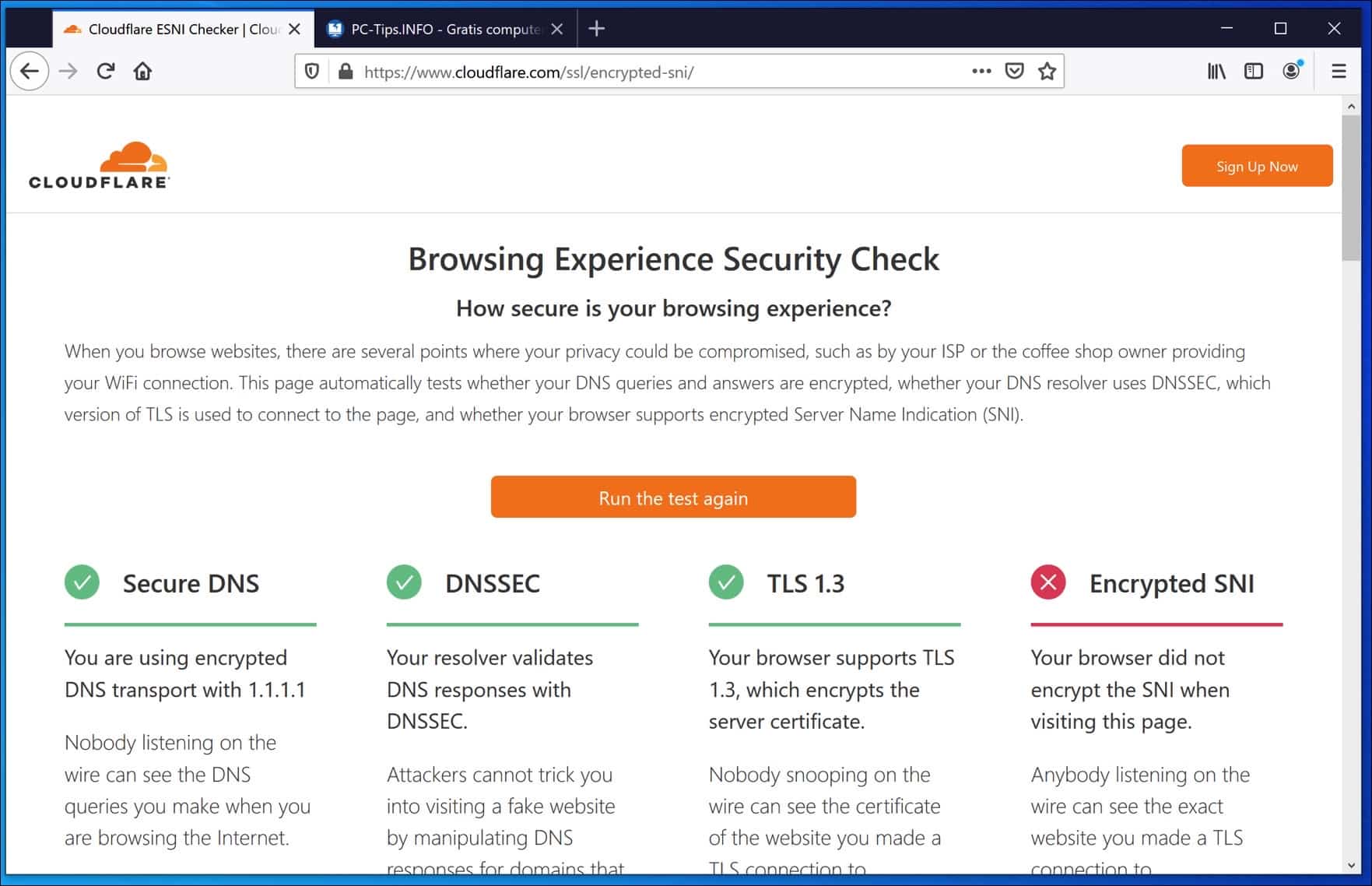 Comprobador de DNS seguro de Cloudflare