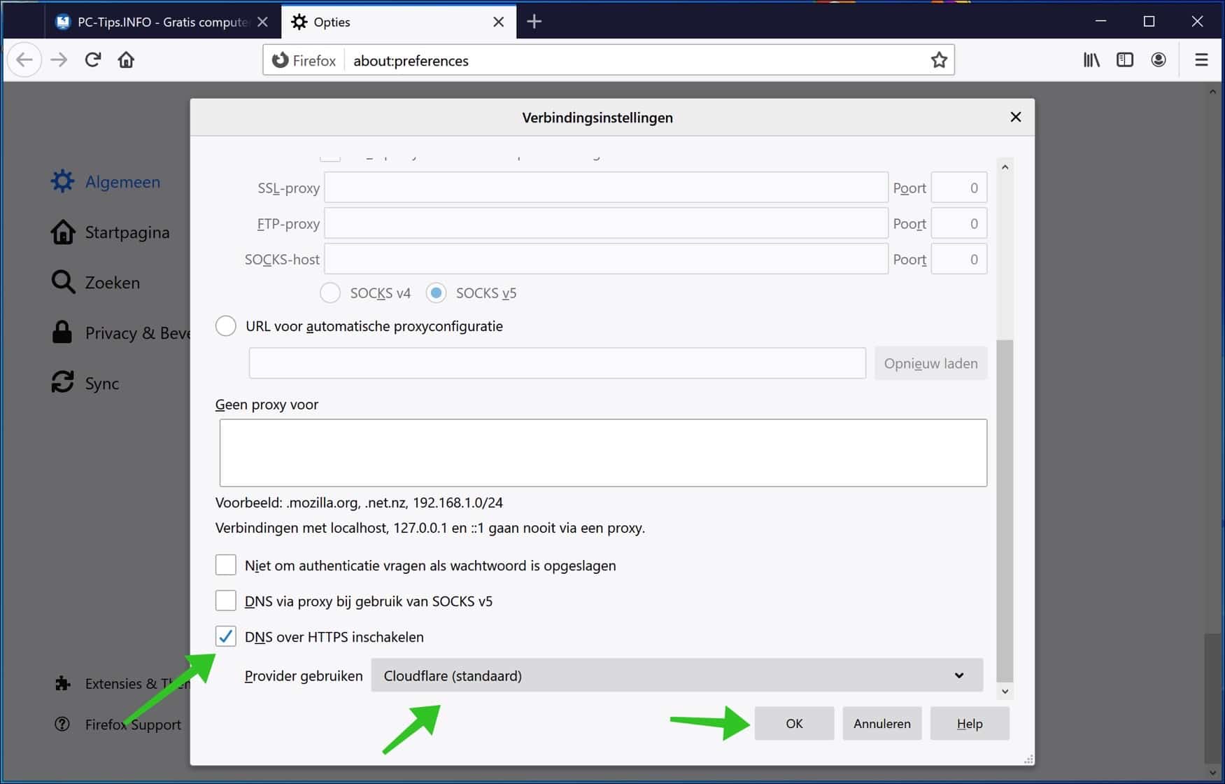 DNS over HTTPS inschakelen Firefox