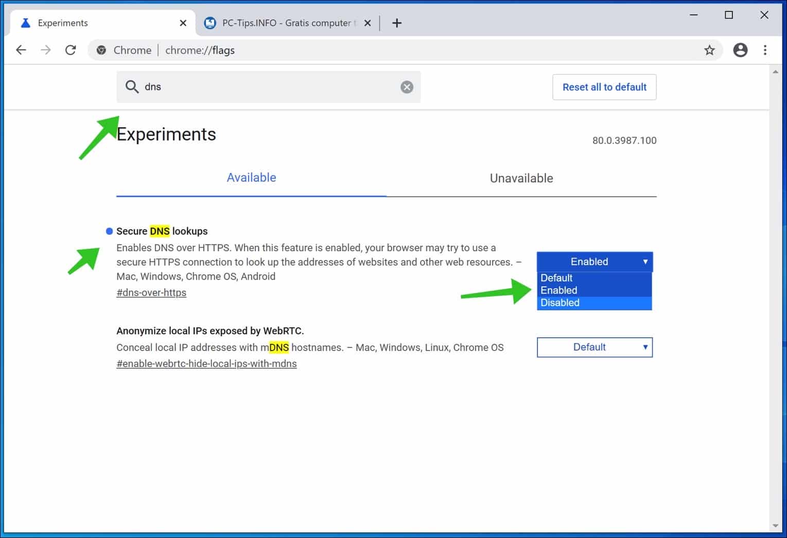 通过 https 激活 Chrome DNS