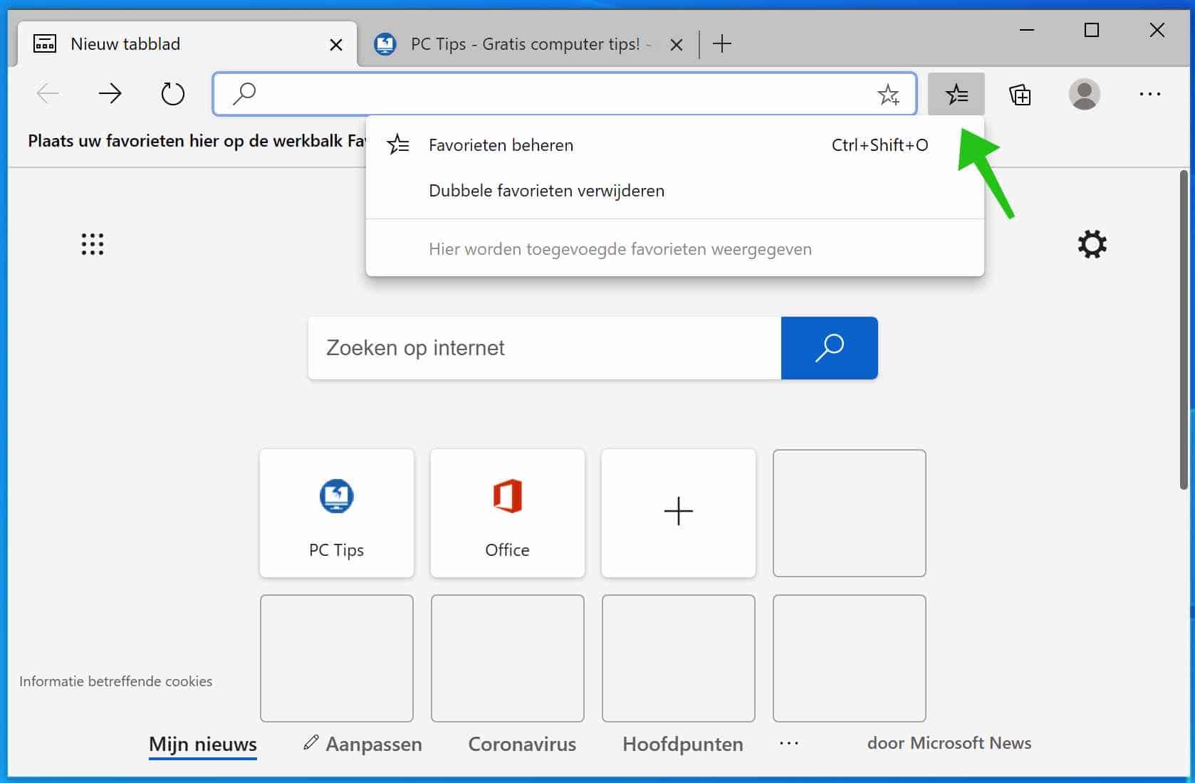 favorieten knop chromium edge