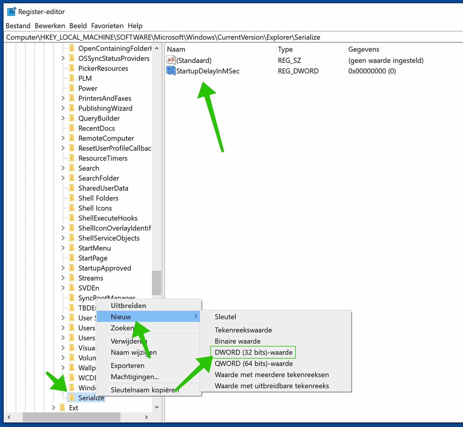 StartupDelayInMSec registry key creation