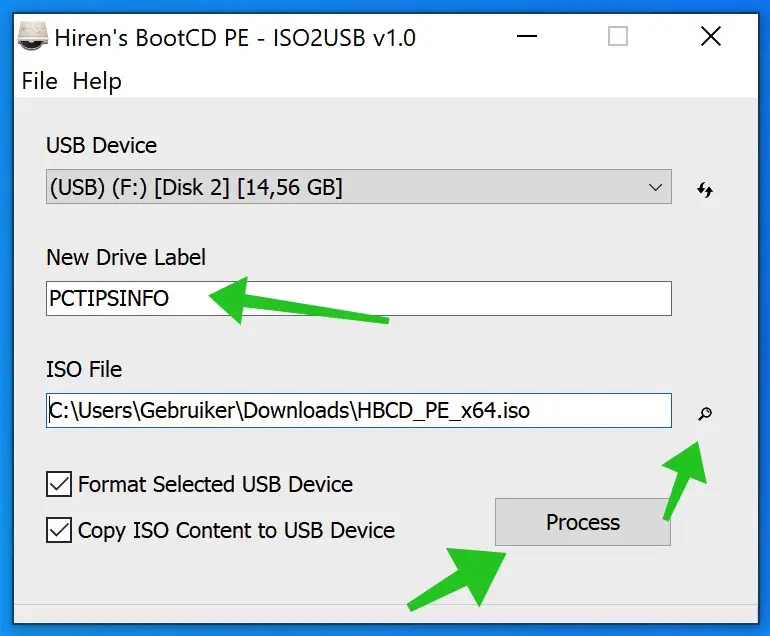 iso2usb hiren bootcd