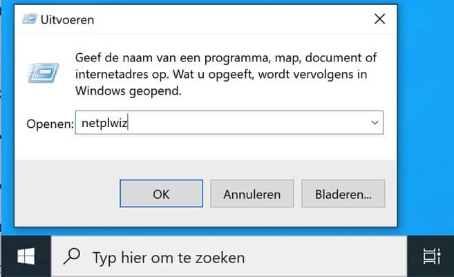 NETPLWIZ Windows 10