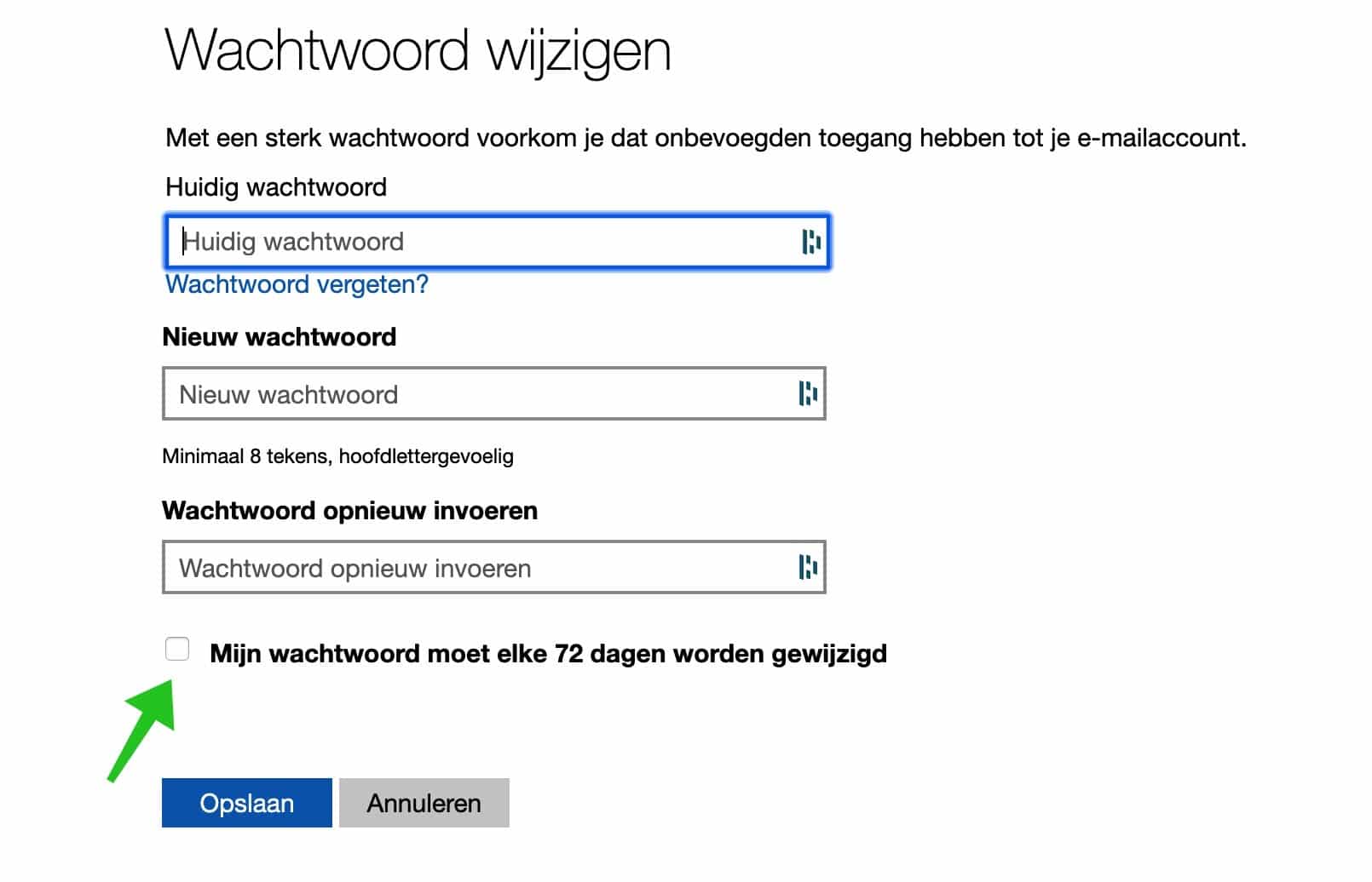 change password every 72 days windows