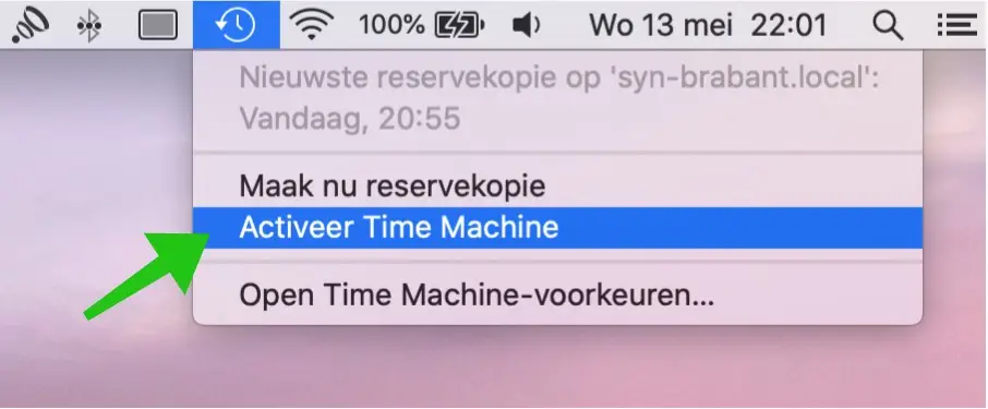 activeer time machine