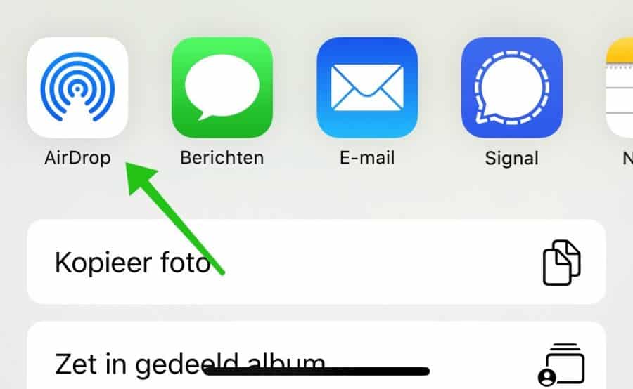 airdrop bestand delen iphone ipad