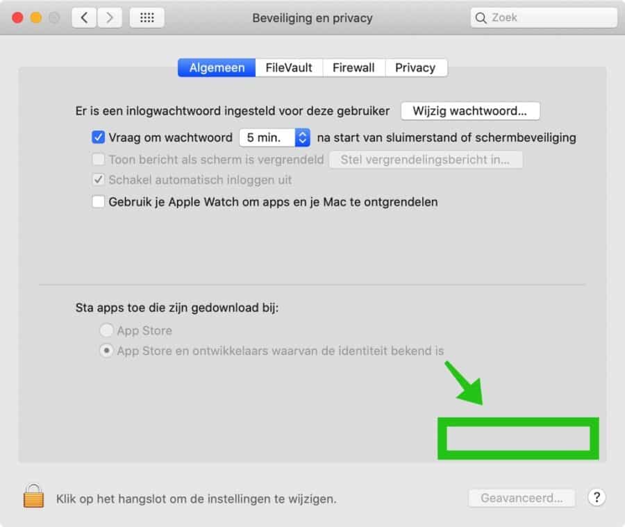 beveiliging en privacy instellingen mac