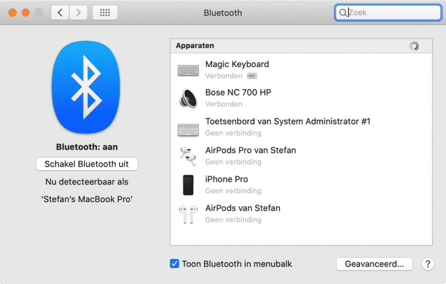 bluetooth devices connected mac