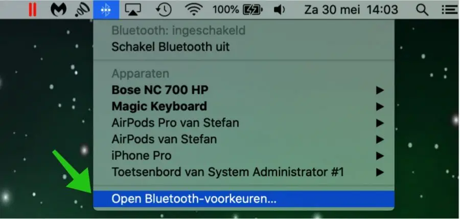 bluetooth instellingen mac