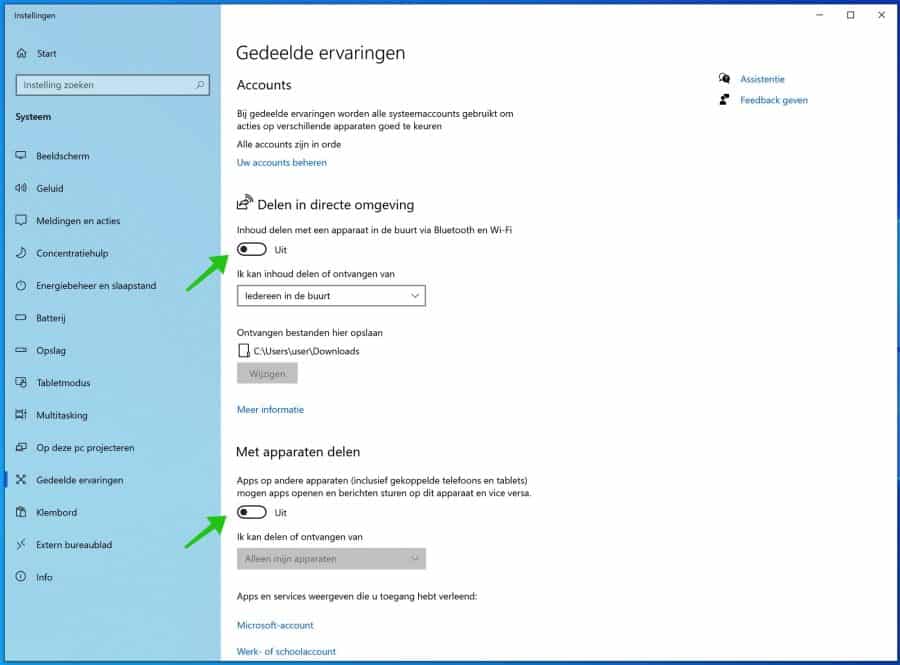 disable sharing in windows 10