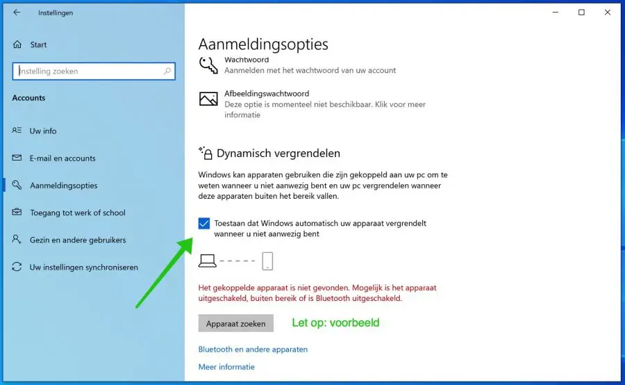 dynamisch vergrendelen bluetooth telefoon