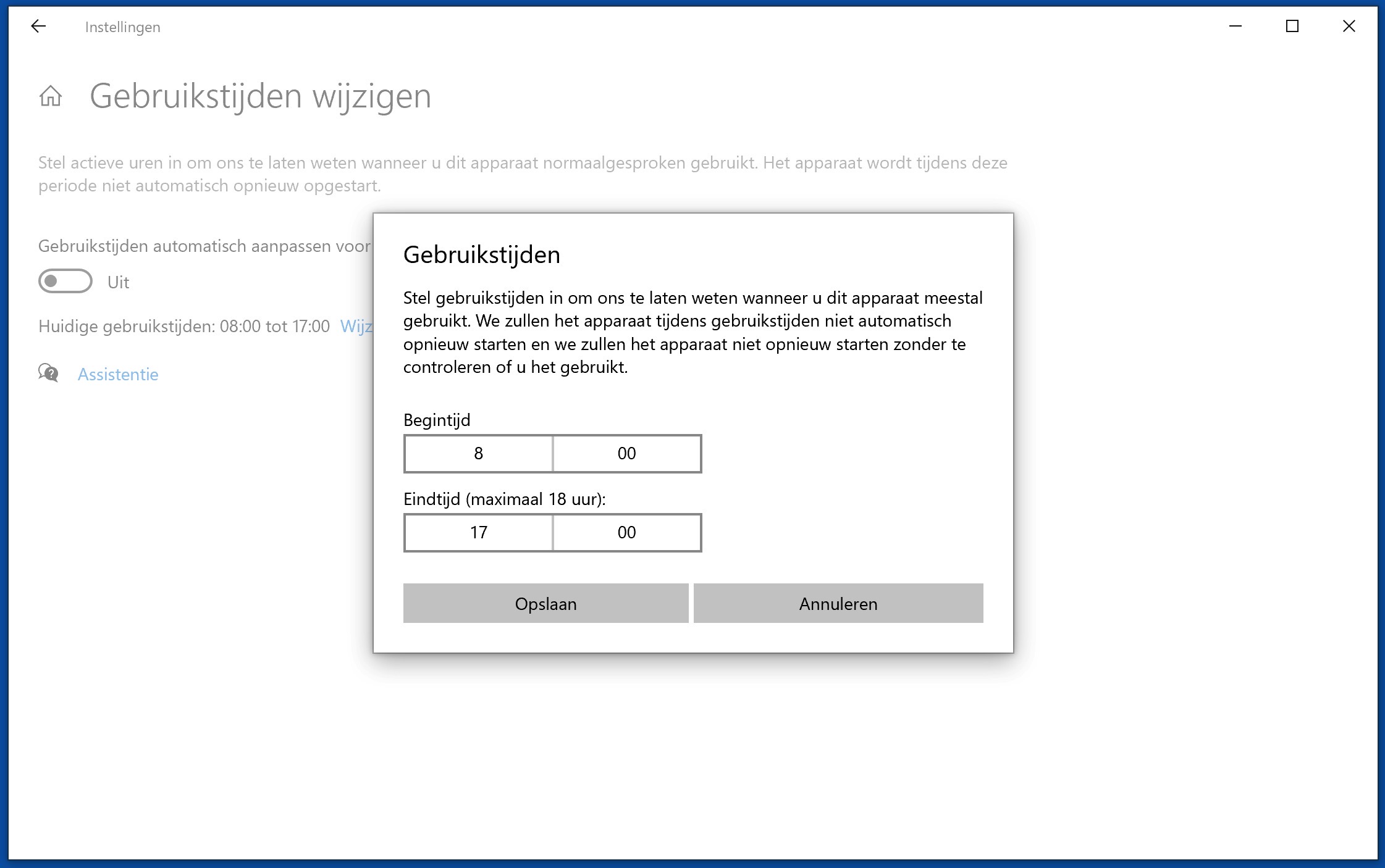 change usage times in windows