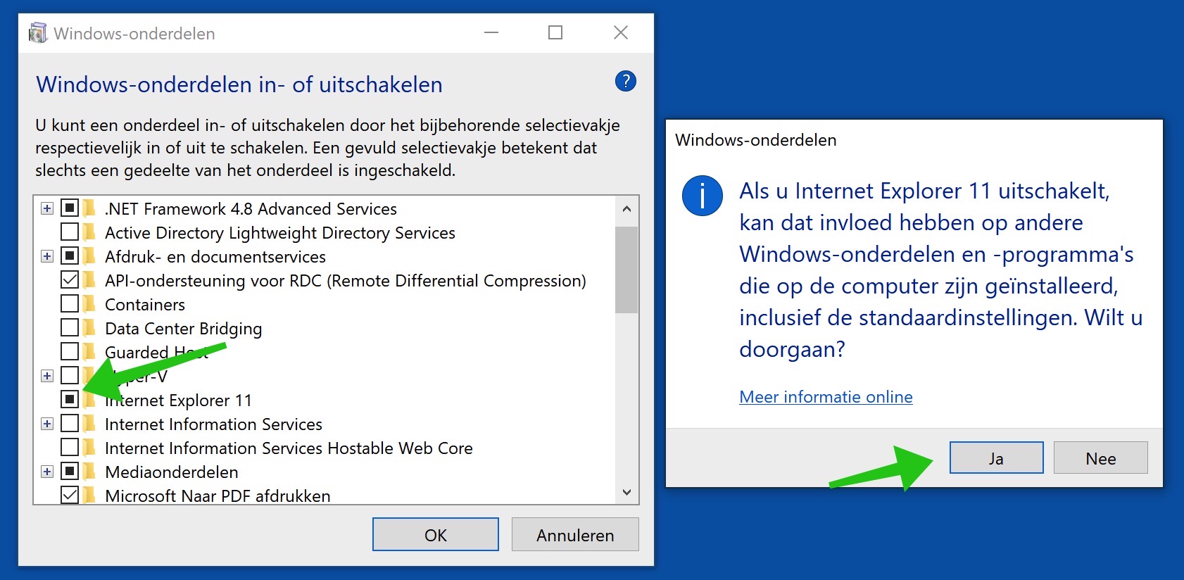 internet explorer verwijderen