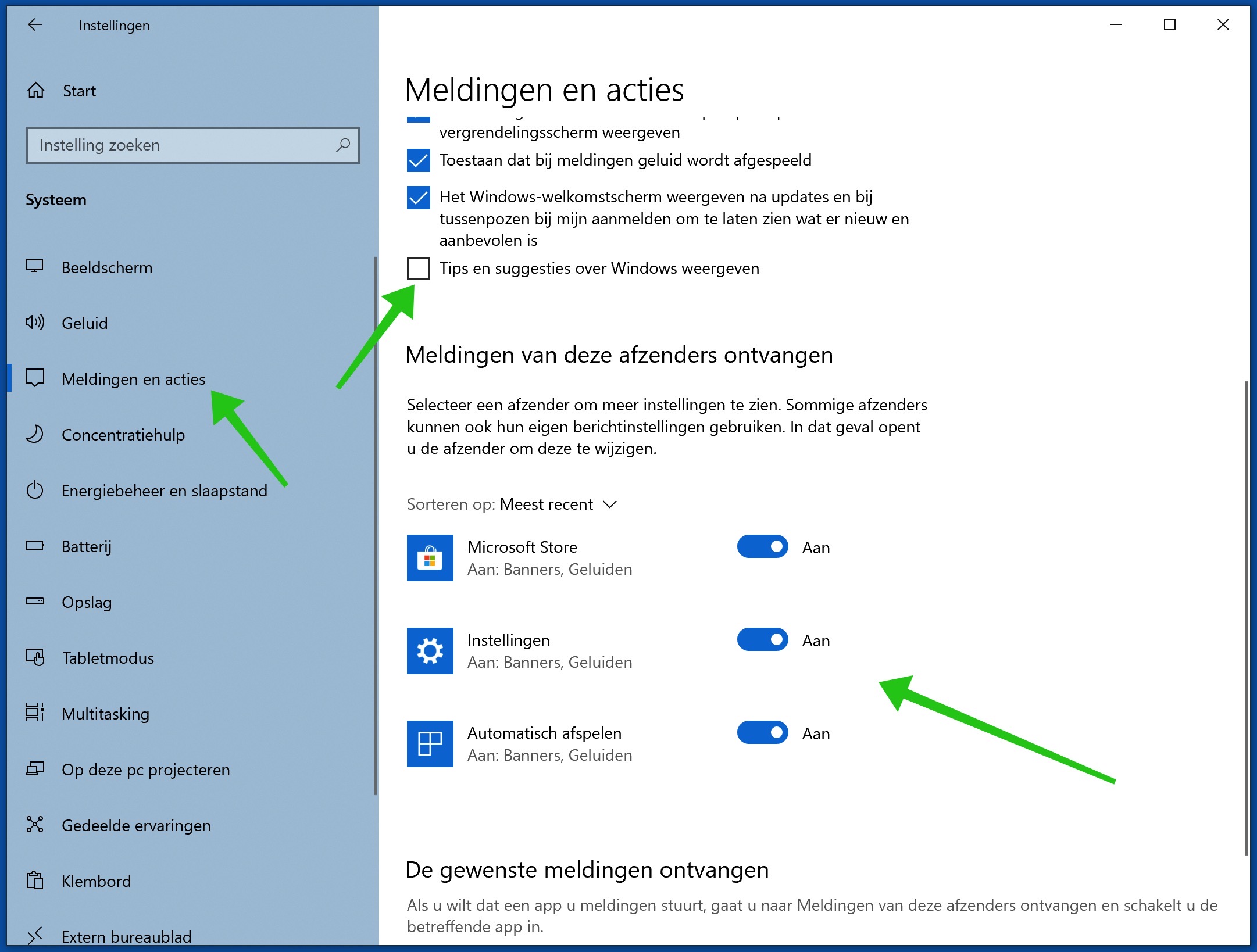 disable notifications and notifications in windows