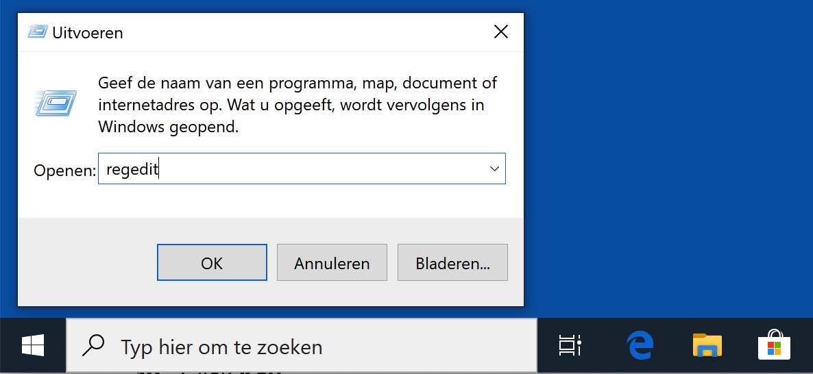 regedit openen