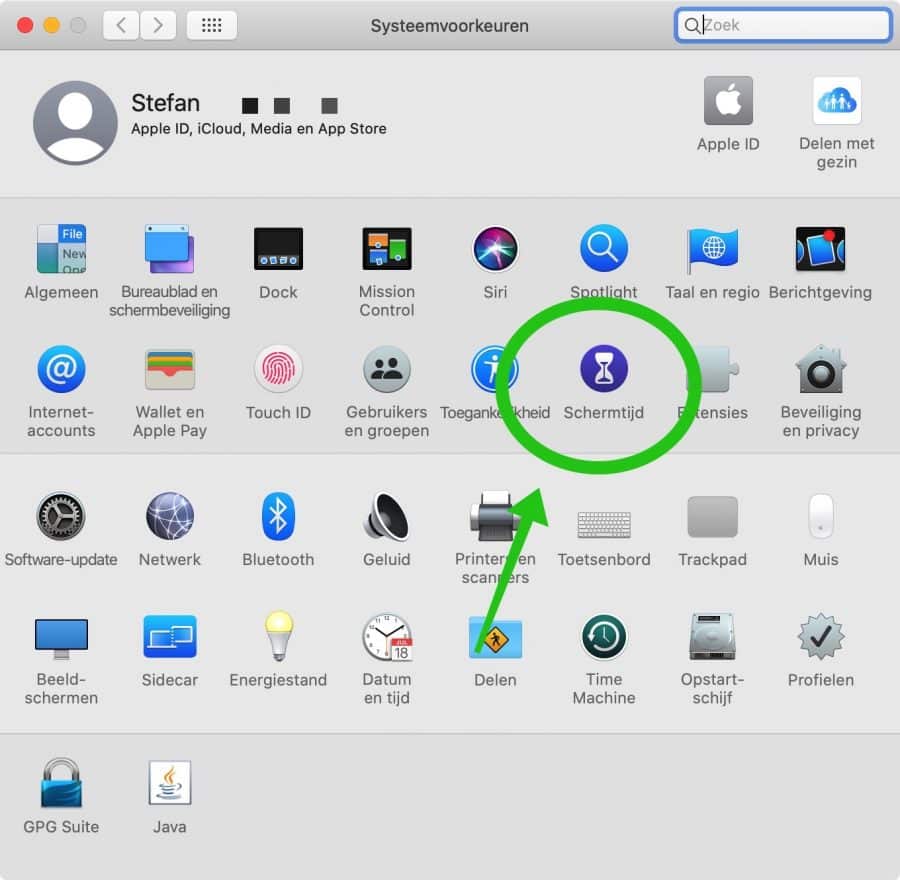 schermtijd openen mac