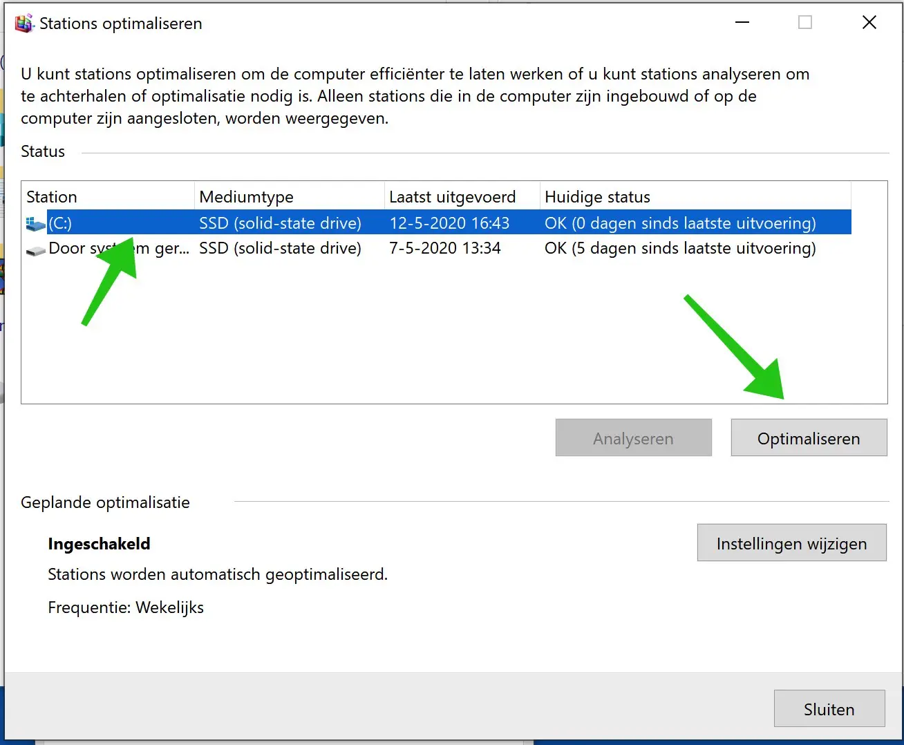 schijf optimaliseren windows 10