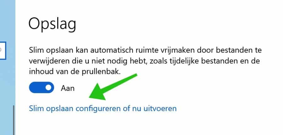 slim opslaan configureren of nu uitvoeren