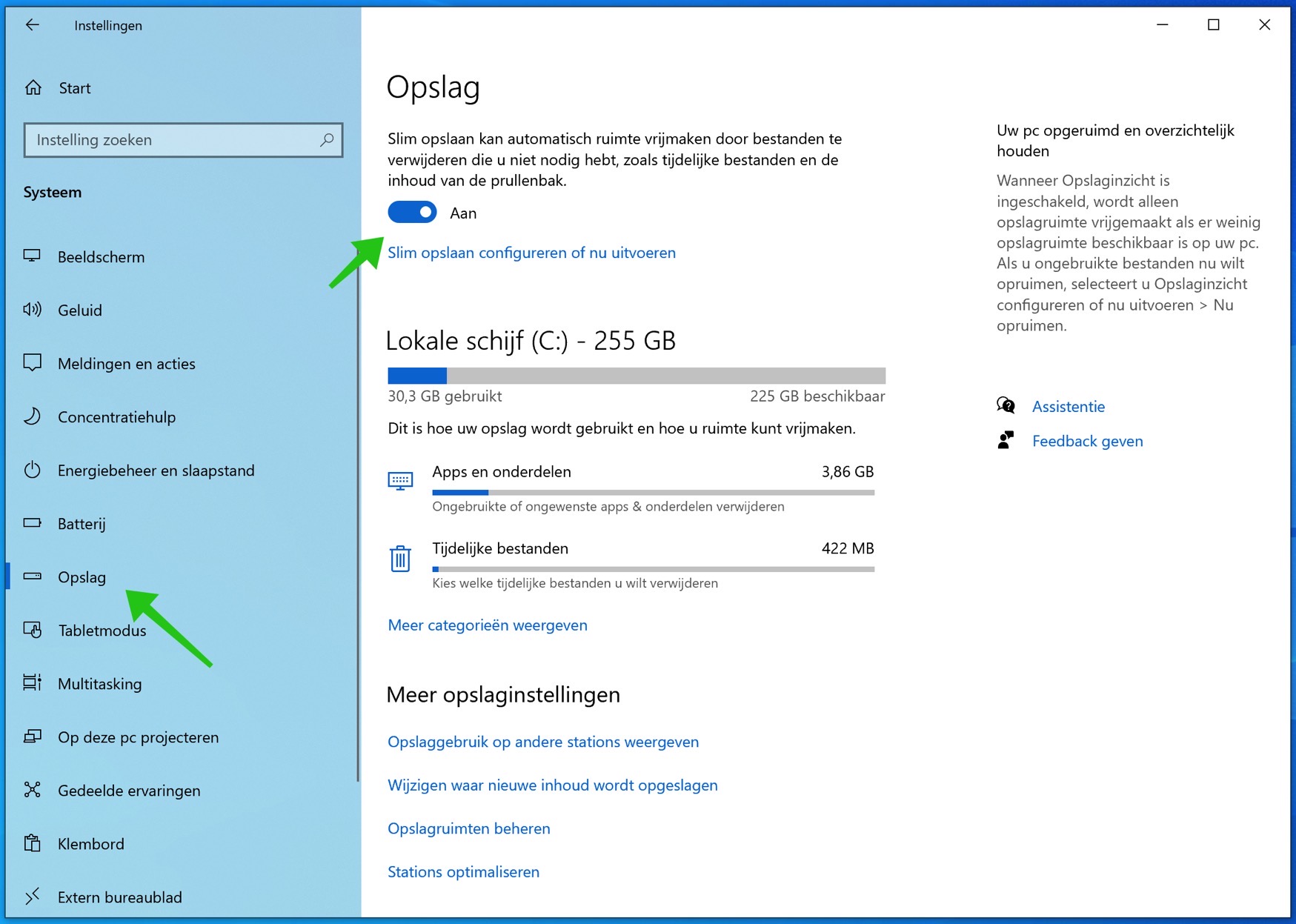 slimme opslag windows 10