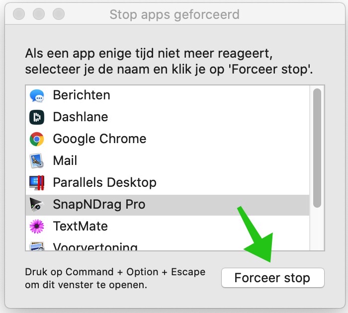 stop apps geforceerd mac