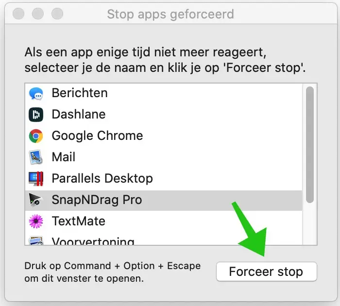 stop apps geforceerd mac