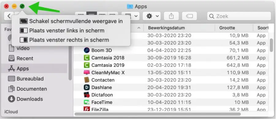 venster wijzigen mac