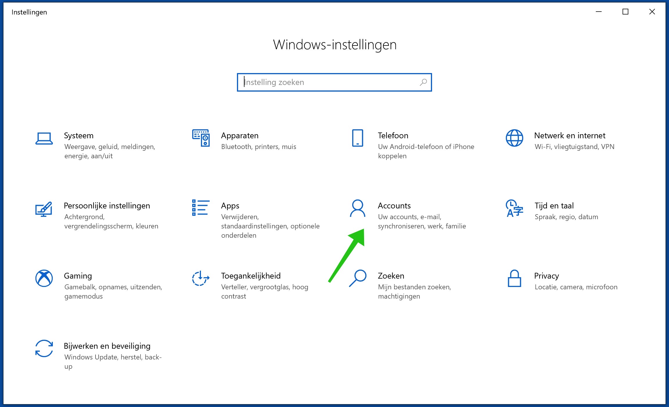 configurações de contas do Windows 10