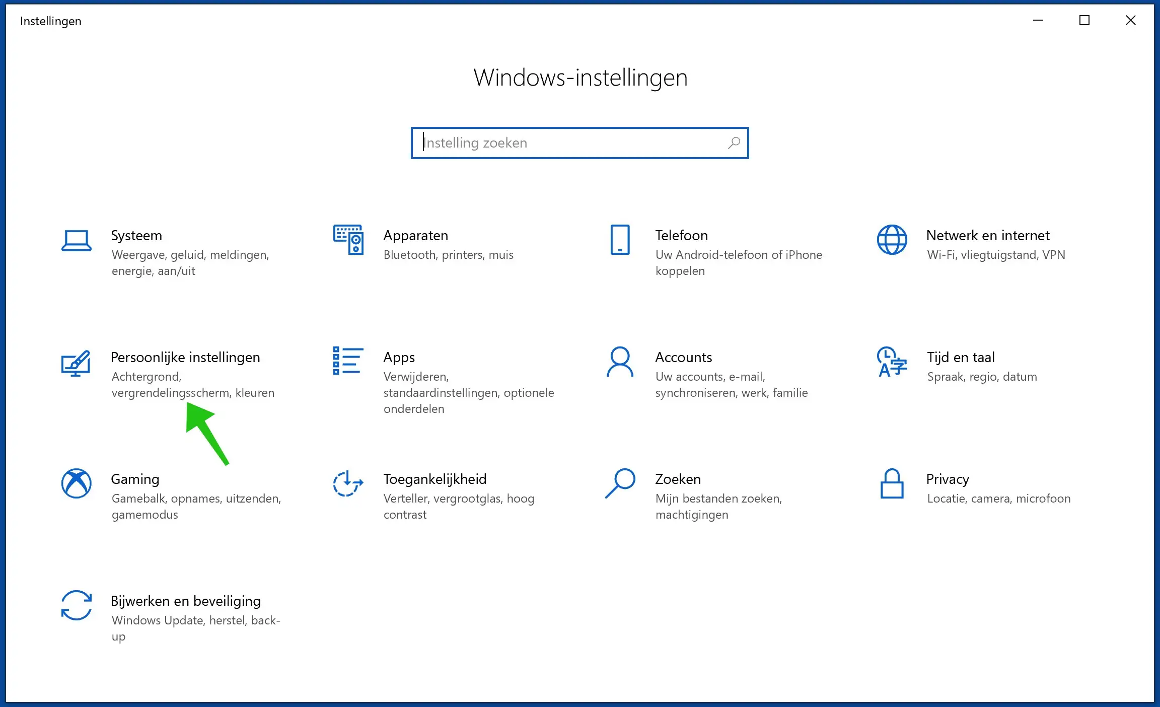 windows 10 instellingen