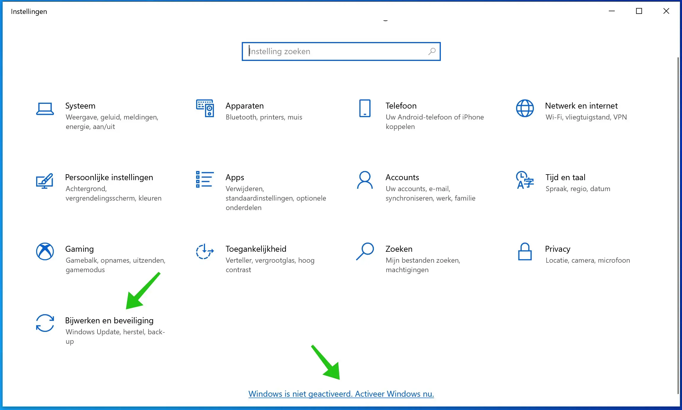 windows is niet geactiveerd melding