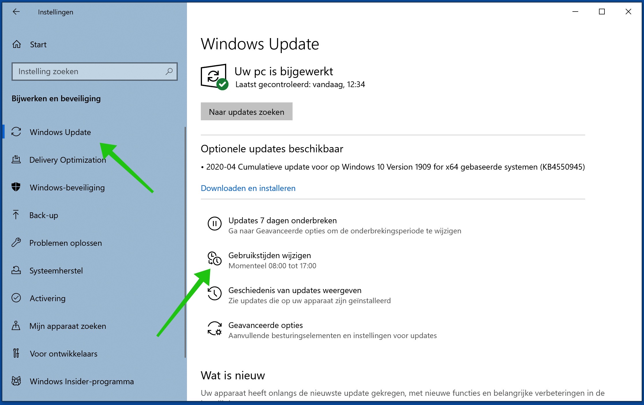 windows update user times change