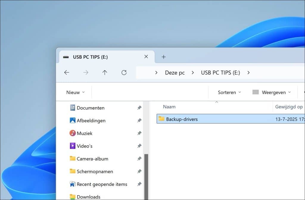 backup map aanmaken