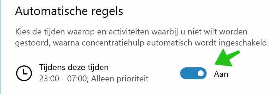 concentratie hulp tijden inschakelen