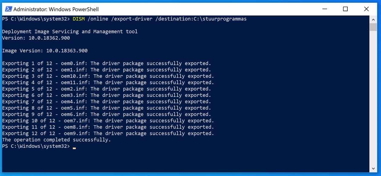 controladores de copia de seguridad dism windows 10