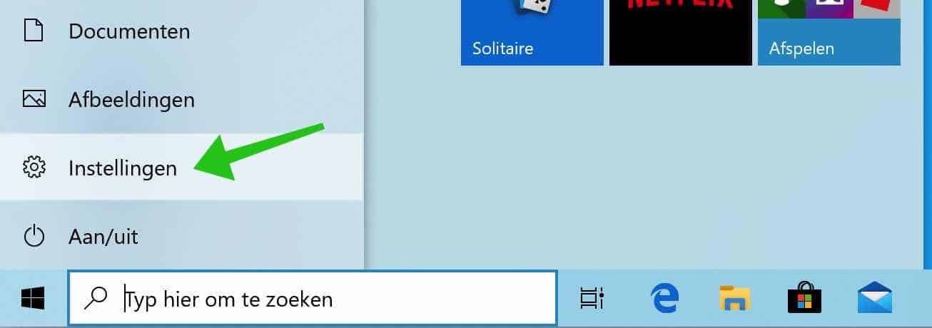 instellingen windows 10